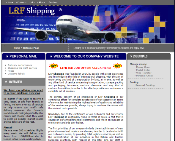 LRF-Shipping.com Assistant Manager Reshipping Scam